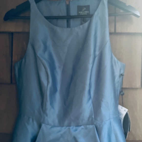 Adrianna Papell 6 Womens Mikado High Low Gown Blue Frost Special Occasion Dress - Picture 8 of 13